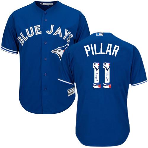 Blue Jays #11 Kevin Pillar Blue Team Logo Fashion Stitched MLB Jersey - Click Image to Close